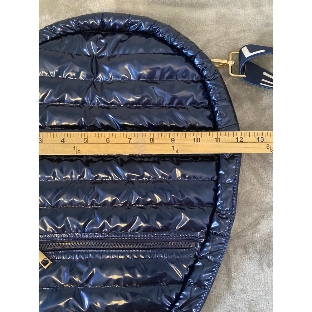 Ah-Dorned Tennis Racket Bag Navy Blue Quilted Puffer Sling LOVE Strap Pockets - Picture 9 of 10